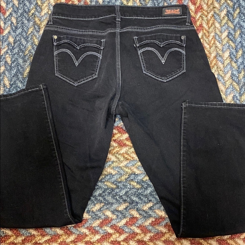 Chic Black Straight Leg Levi 529 Jeans with Contras Stitching 33 Curvy Straight